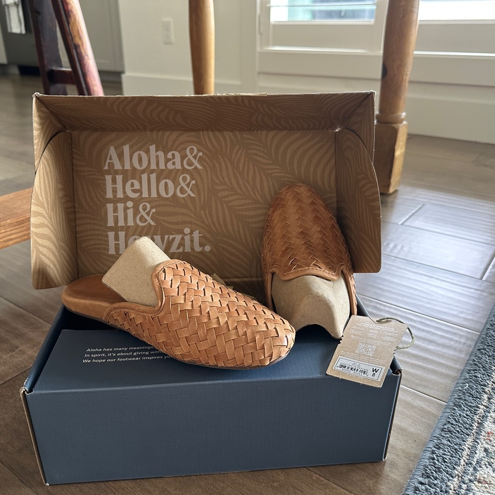 OluKai Tan Woven Mules